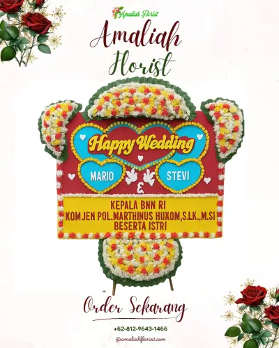 Karangan Papan Bunga Pernikahan di Giri Emas